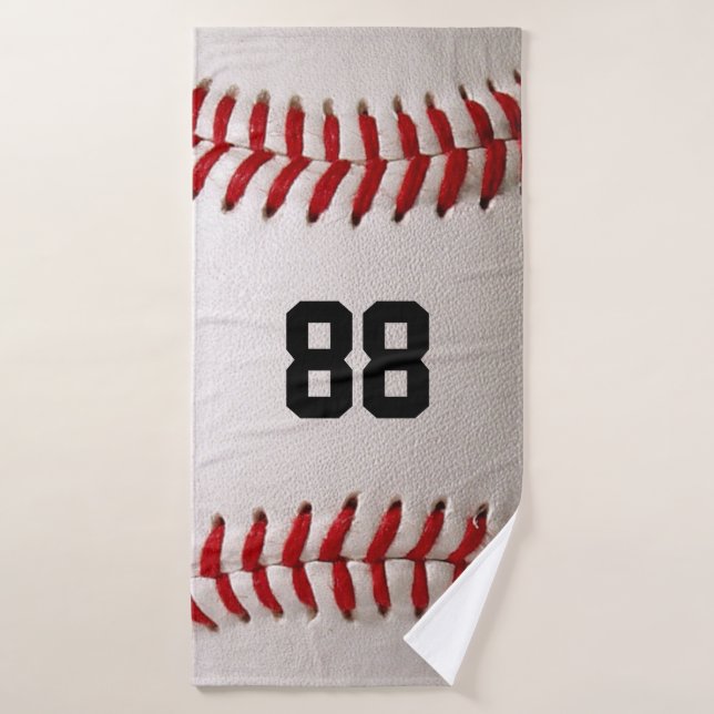 Béisbol con número de Personalizable (Toalla de baño)
