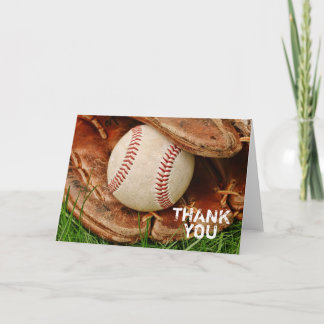 Béisbol con tarjeta de agradecimiento Old Mitt