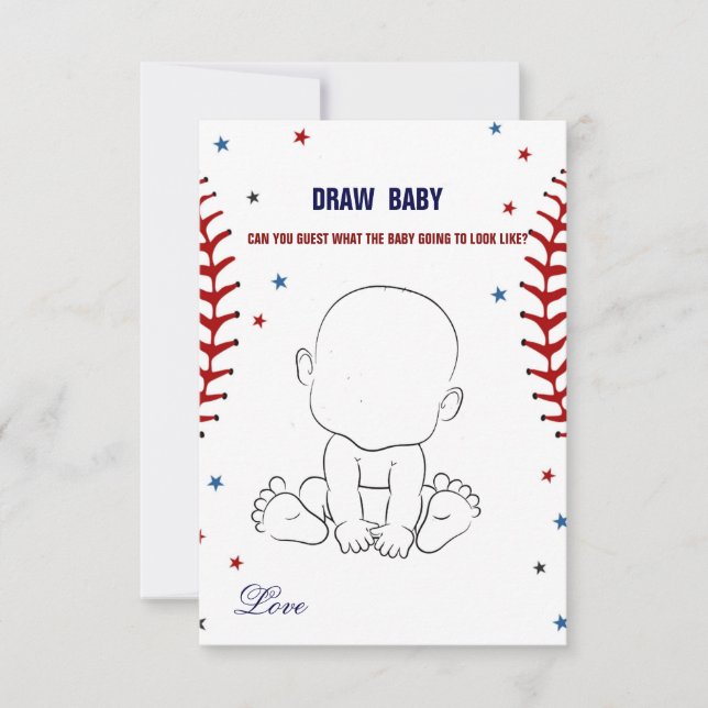 Béisbol Dibujar tarjeta de bebé (Anverso)