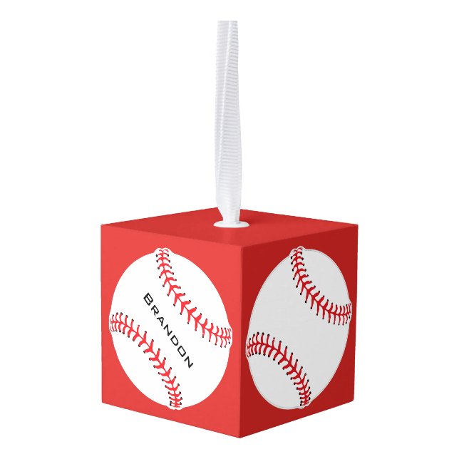 Béisbol Diseño Cubo Ornamento (Reverso en perspectiva)