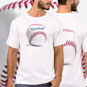 Béisbol en camiseta blanca y azul
