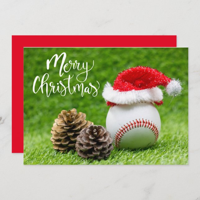 Béisbol Feliz Navidad con sombrero Santa (Anverso / Reverso)