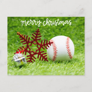 Béisbol Feliz Navidad con un árbol de bola y navid