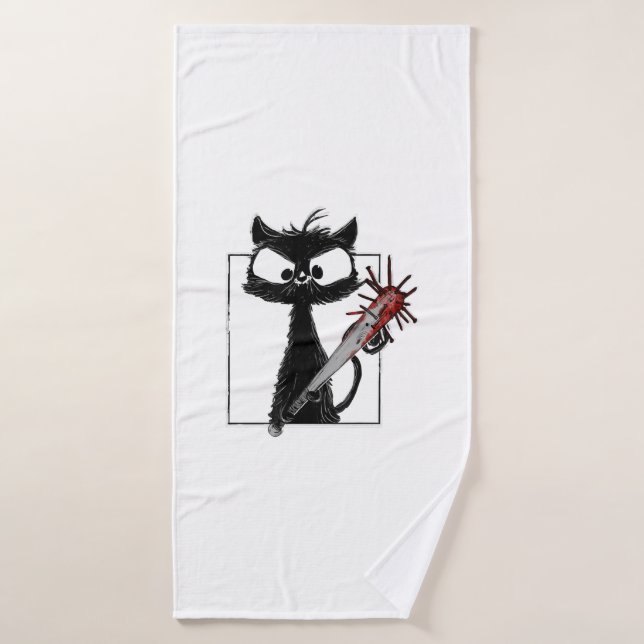 Béisbol Gato Negro Terror Halloween (Toalla de baño)