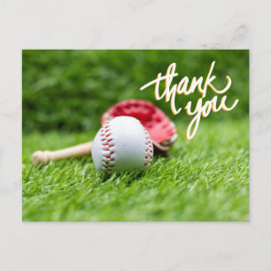 Béisbol Gracias tarjeta de césped verde