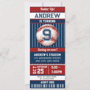 Béisbol Partido de Cumpleaños Invitación Ticket