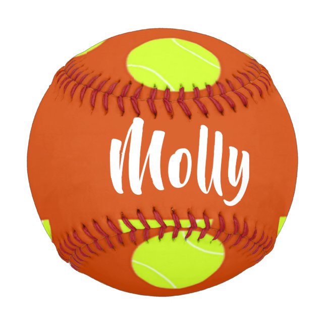 Béisbol Patrón de naranja de pelota de tenis verde (Anverso)