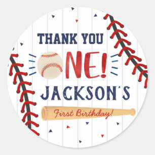 Béisbol Primer Cumpleaños Gracias Pegatinas