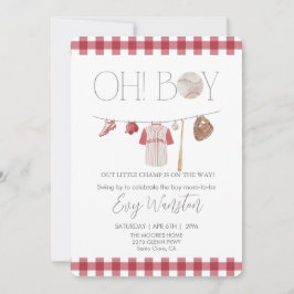 Béisbol rojo Oh, niño, invitación a la ducha de be
