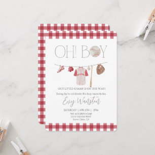 Béisbol rojo Oh, niño, invitación a la ducha de be