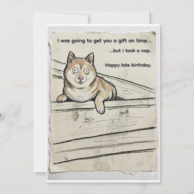 Belated Birthday Card – Shibupi Took a Nap (Anverso)