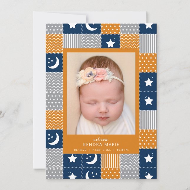 BELCOME BABY | Anuncio de nacimiento de luna y est (Anverso)