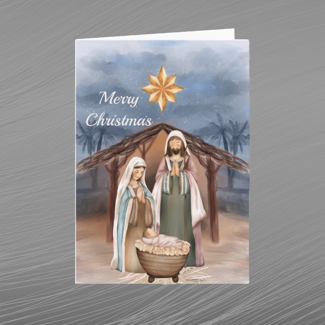 Belén de Navidad en Acuarela con Estrella (Subido por el creador)