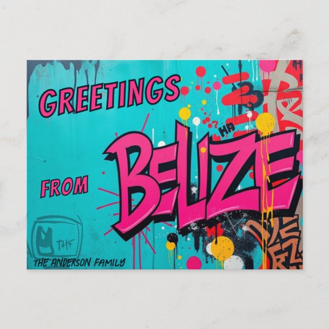 Belice estilo graffiti saludo postal (Anverso)