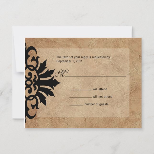 Belice Scroll Flourish RSVP (negro/tan) Heather We (Anverso)