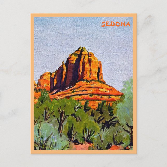 Bell Rock, Sedona, Arizona pintando postal (Anverso)