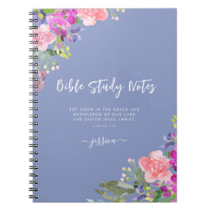 Bella acuarela Floral Biblia Estudio Cuaderno