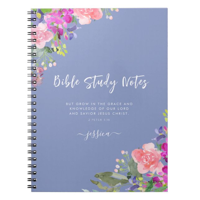 Bella acuarela Floral Biblia Estudio Cuaderno (Frente)
