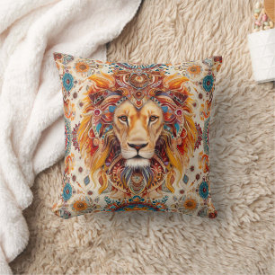 bella almohada de estilo indio oriental con un leó