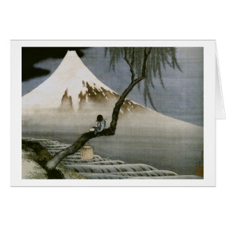 Bella Artes japonés de Boy y Mount Fuji Hokusai