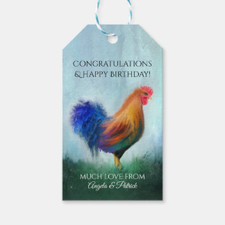 Bella Artes Rooster Pintar felicitaciones Etiqueta