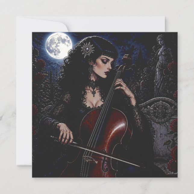 Bella Belleza Gótica Tocando el Cello  (Anverso)