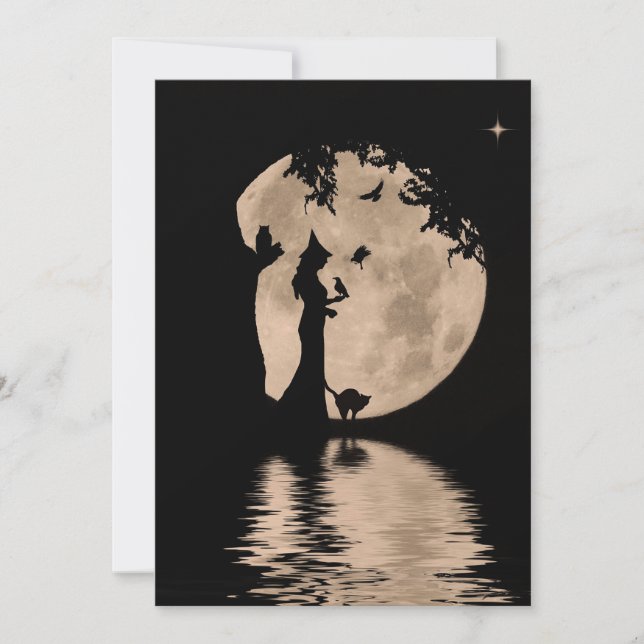 Bella Bendición de Samhain con Bruja y Animales (Anverso)