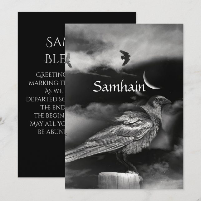 Bella Bendición de Samhain Luna Cuervo Cuervos (Anverso / Reverso)