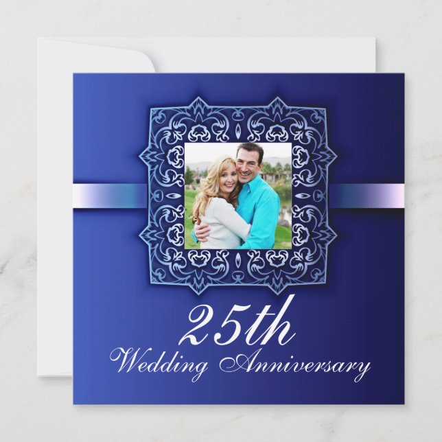 bella foto azul invitación al 25º aniversario (Anverso)