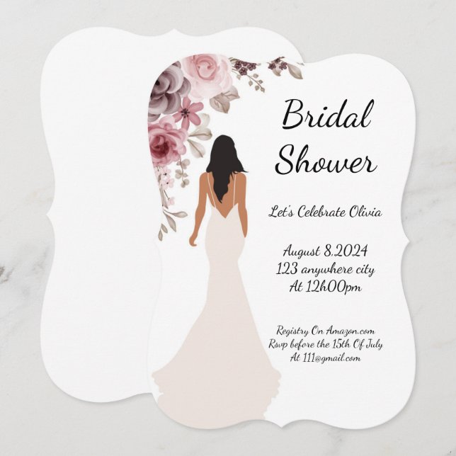 bella invitación a la ducha de novia floral (Anverso / Reverso)
