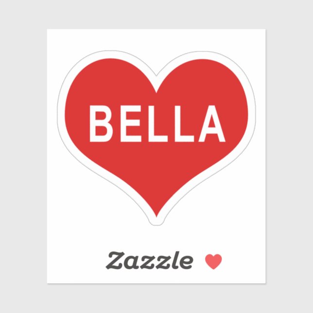 BELLA NAME Calcomanía de vinilo de corazón rojo de (Hoja)