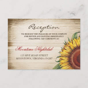 bella recepción de boda de girasoles y madera