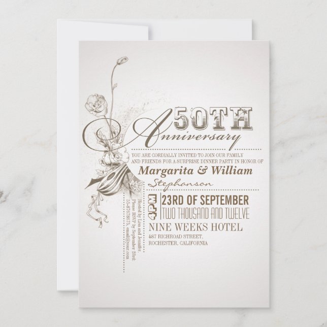 bella tipografía invitaciones para el 50 aniversar (Anverso)
