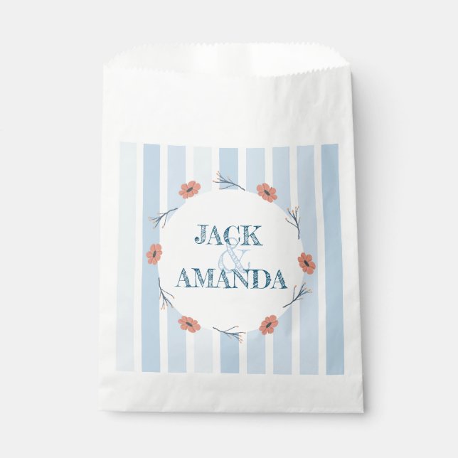 Bellas Bolsas de Favor de la Boda Azul Retro Bebé  (Anverso)