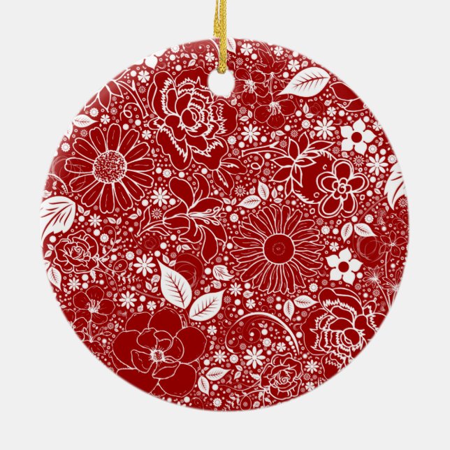 Bellas Botánicas Ornamento Cerámico Rojo (Atrás)