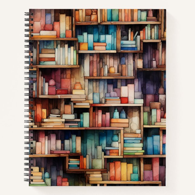 Bellas estanterías de la biblioteca de libros acua (Anverso)