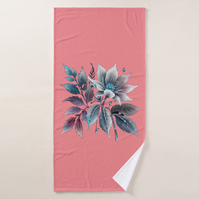 bellas hojas y flores (Toalla de baño)