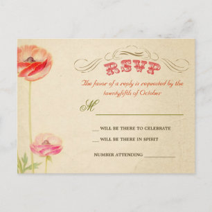 bellas postales de rsvp de boda vintage