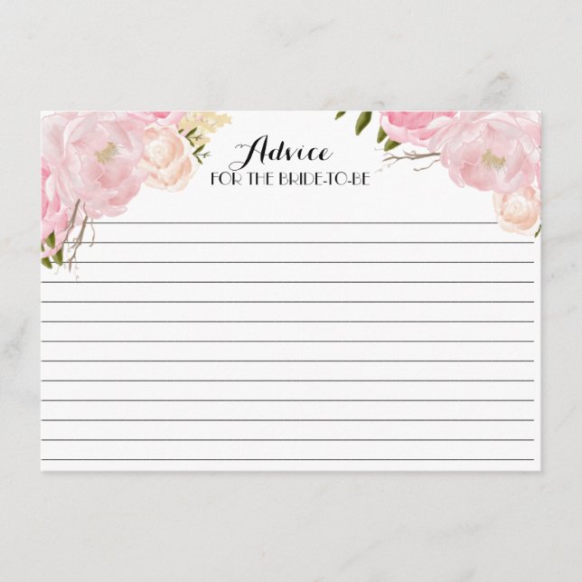 Bellas tarjetas de consejo floral rosadas (Anverso)