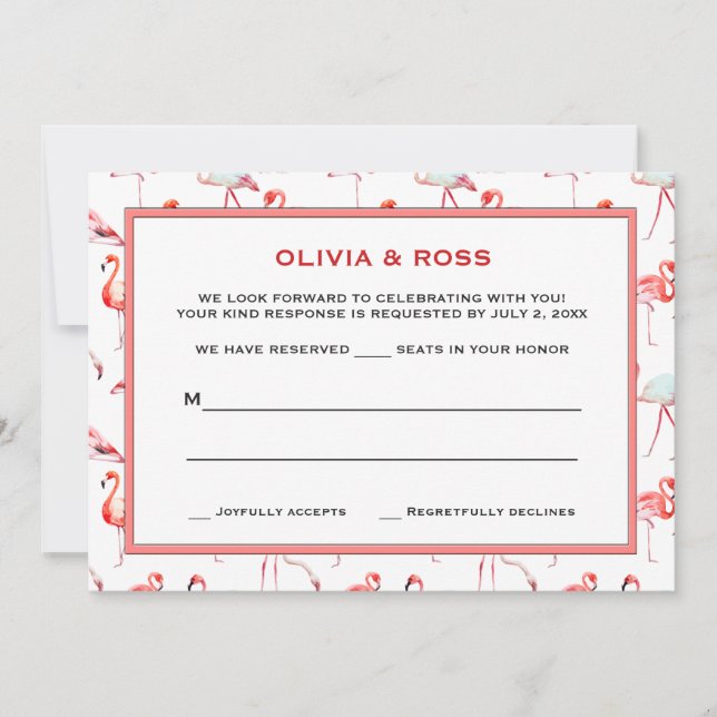 Bellas tarjetas de respuesta Flamingos (Anverso)