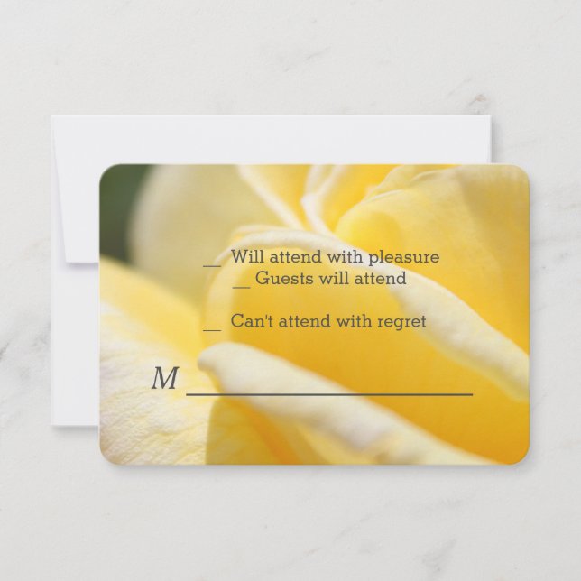 bellas tarjetas RSVP de flores de rosa amarilla. (Anverso)