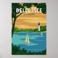 Belle Isle Park Michigan Viaje Arte de época