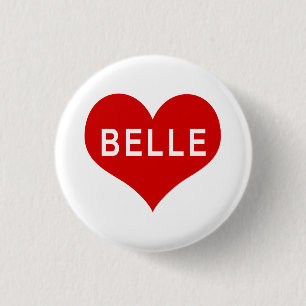 BELLE NAME Corazón Rojo Amor Botón