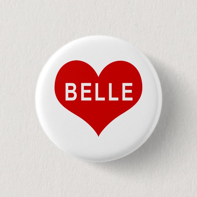 BELLE NAME Corazón Rojo Amor Botón (Anverso)