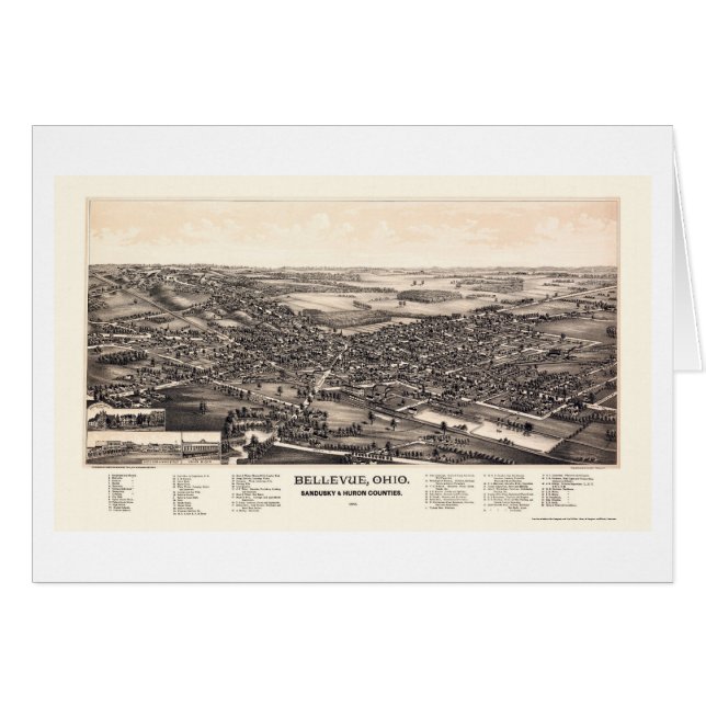 Bellevue, mapa panorámico del OH - 1888 (Anverso (Horizontal))