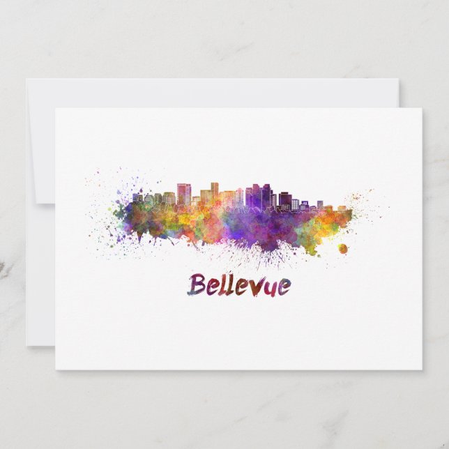 Bellevue skyline in watercolor (Anverso)
