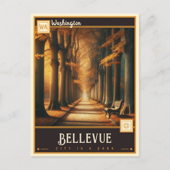 Bellevue, Washington| Tarjeta Postal Antigua (Anverso)
