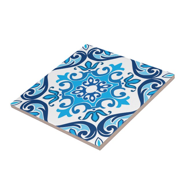 💙 🤍 Belleza azul - Azulejos blancos X, cerámica  (Lado)