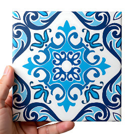 💙 🤍 Belleza azul - Azulejos blancos X, cerámica 