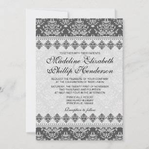 Belleza Damask negra - invitación a la boda